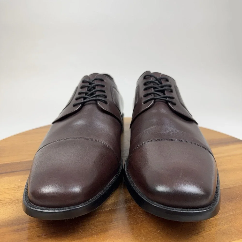 New Mens Johnston & Murphy Novick Brown Leather Cap Toe Dress Oxfords Size 13